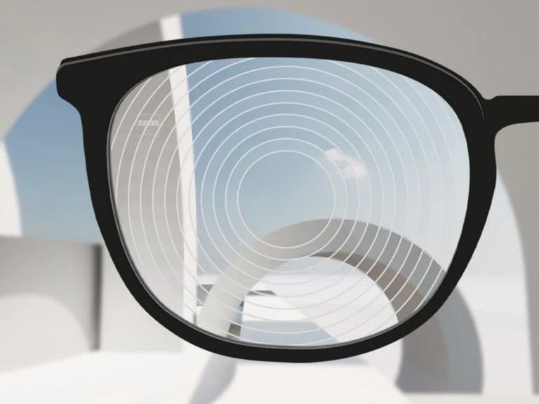 Representação óptica das lentes ZEISS para gerenciamento da miopia